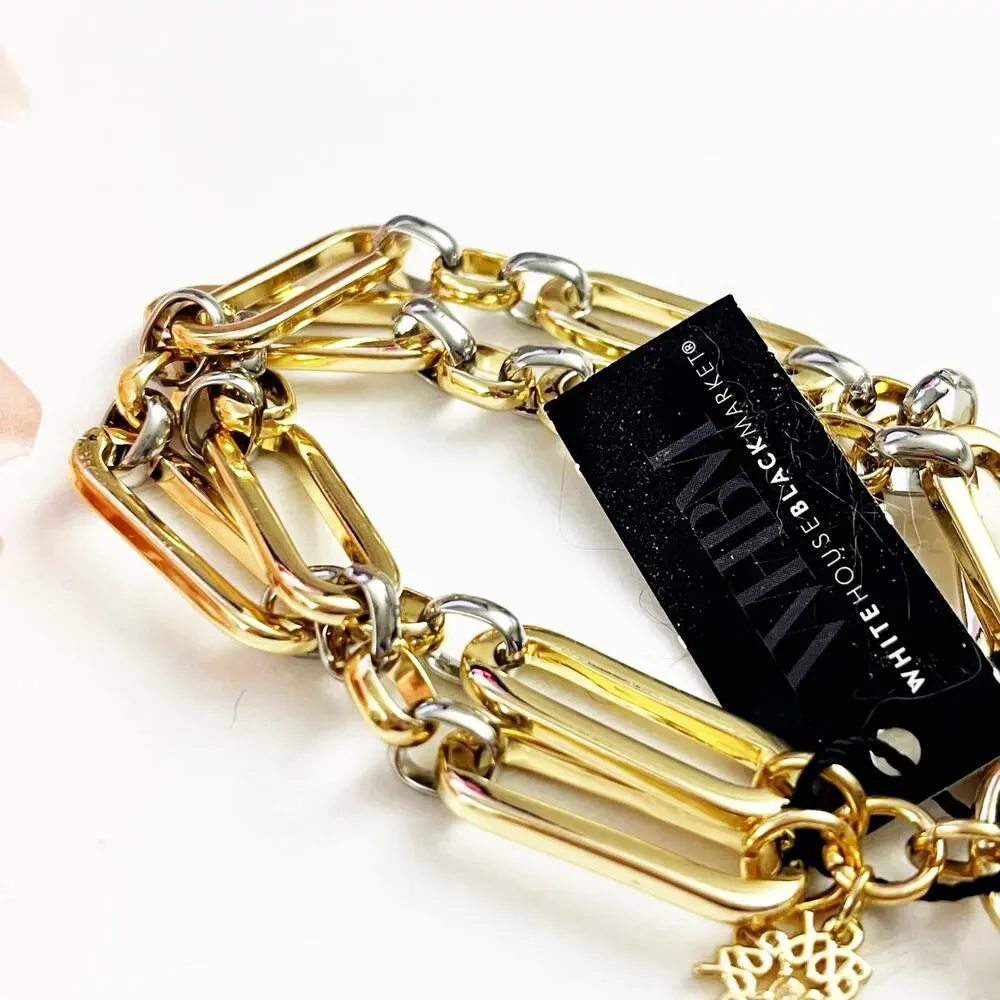 NEW White House Black Market WHBM Mixed-Metal Coin Bracelet
